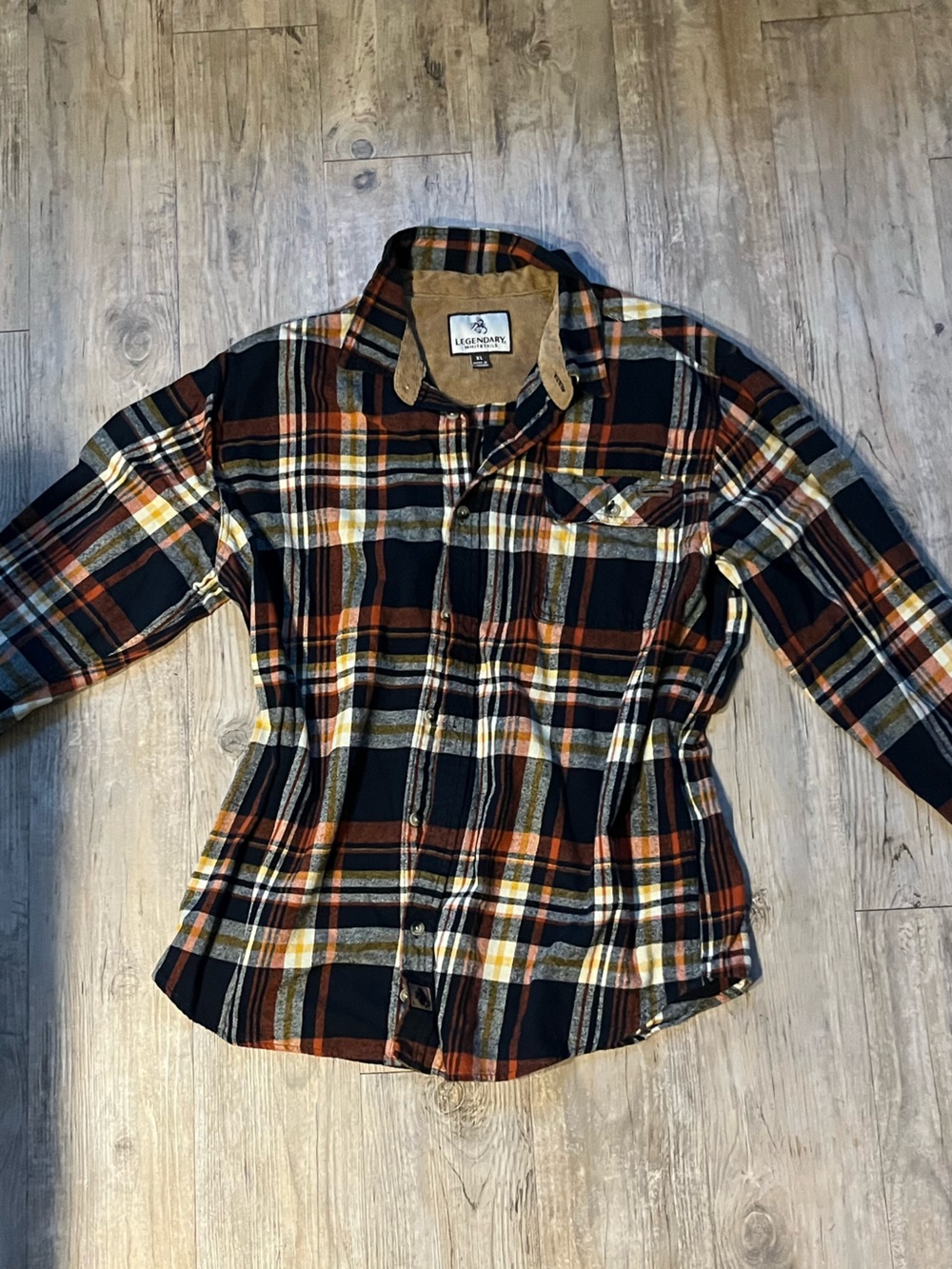Legendary Whitetails Plaid Button-Down Shirt - Black, Brown & Orange